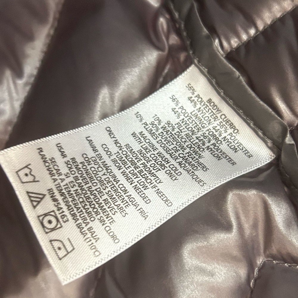 Calvin Klein Vest Women's XL Metallic Puffer Shiny Metal Zippers Down Filled - Picture 4 of 8